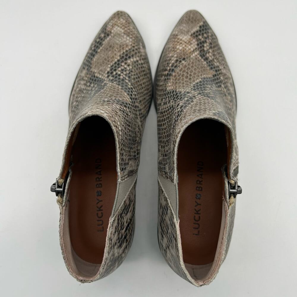Lucky Brand Women's Bootie Shootie Zip Up Snake Skin Print Size 6M / 36 1/2 - Picture 8 of 11